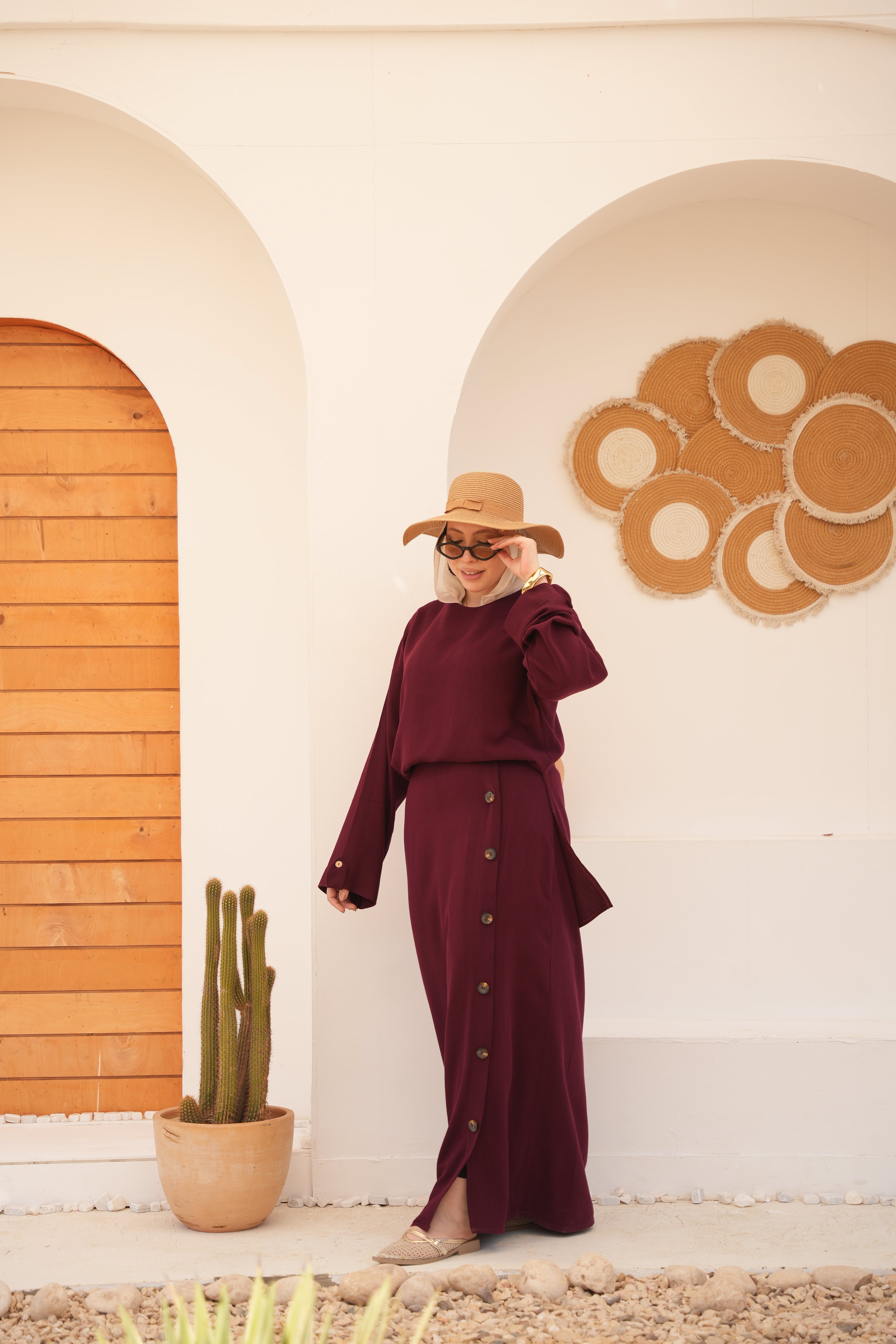 Layered Modest Set-Burgundy